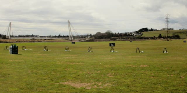 The practice range beside the Twenty Ten Course at Celtic Manor Resort, Newport, Wales.