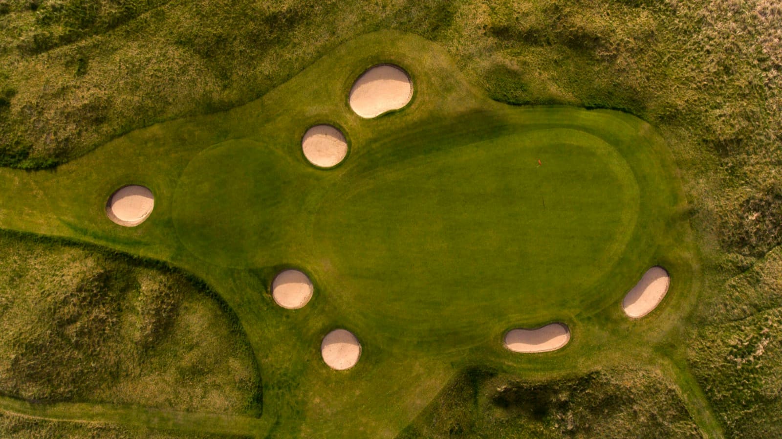 Aerial over a hole on the Championship Course at Royal Dornoch.