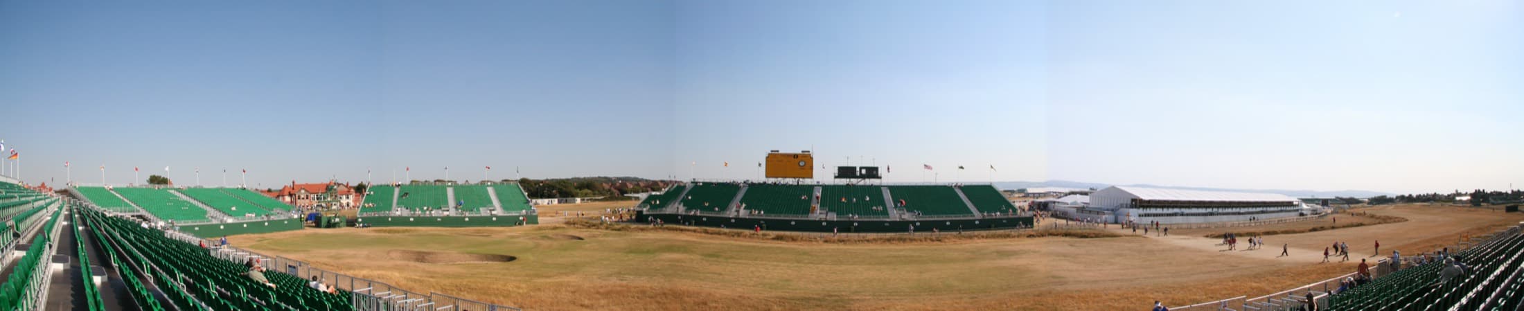 The 18th hole at Royal Liverpool Golf Club, Hoylake, host of the 2023 Open Championship.