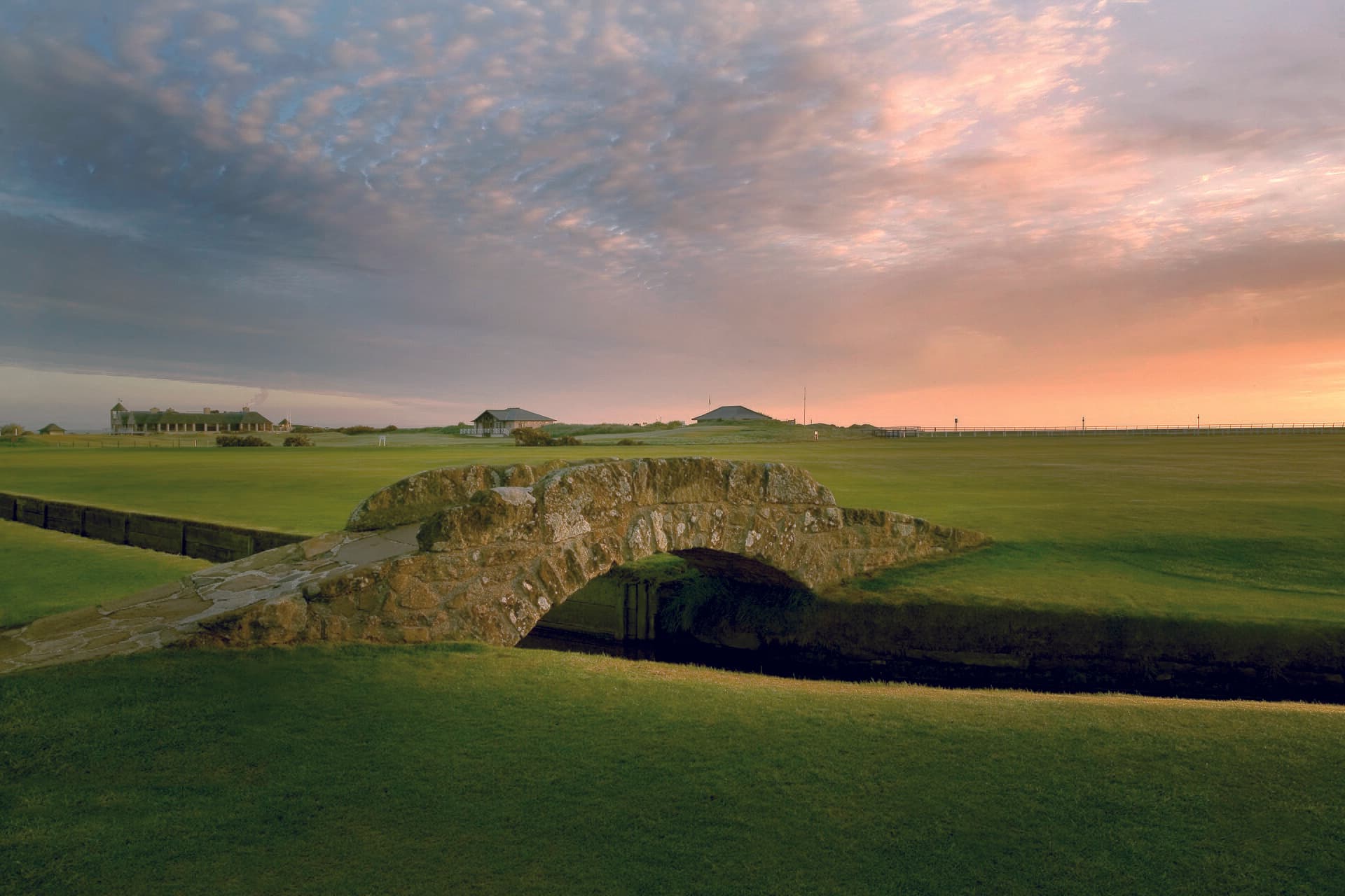 The Swilcan Bridge on the 18th of the Old Course at St Andrews.