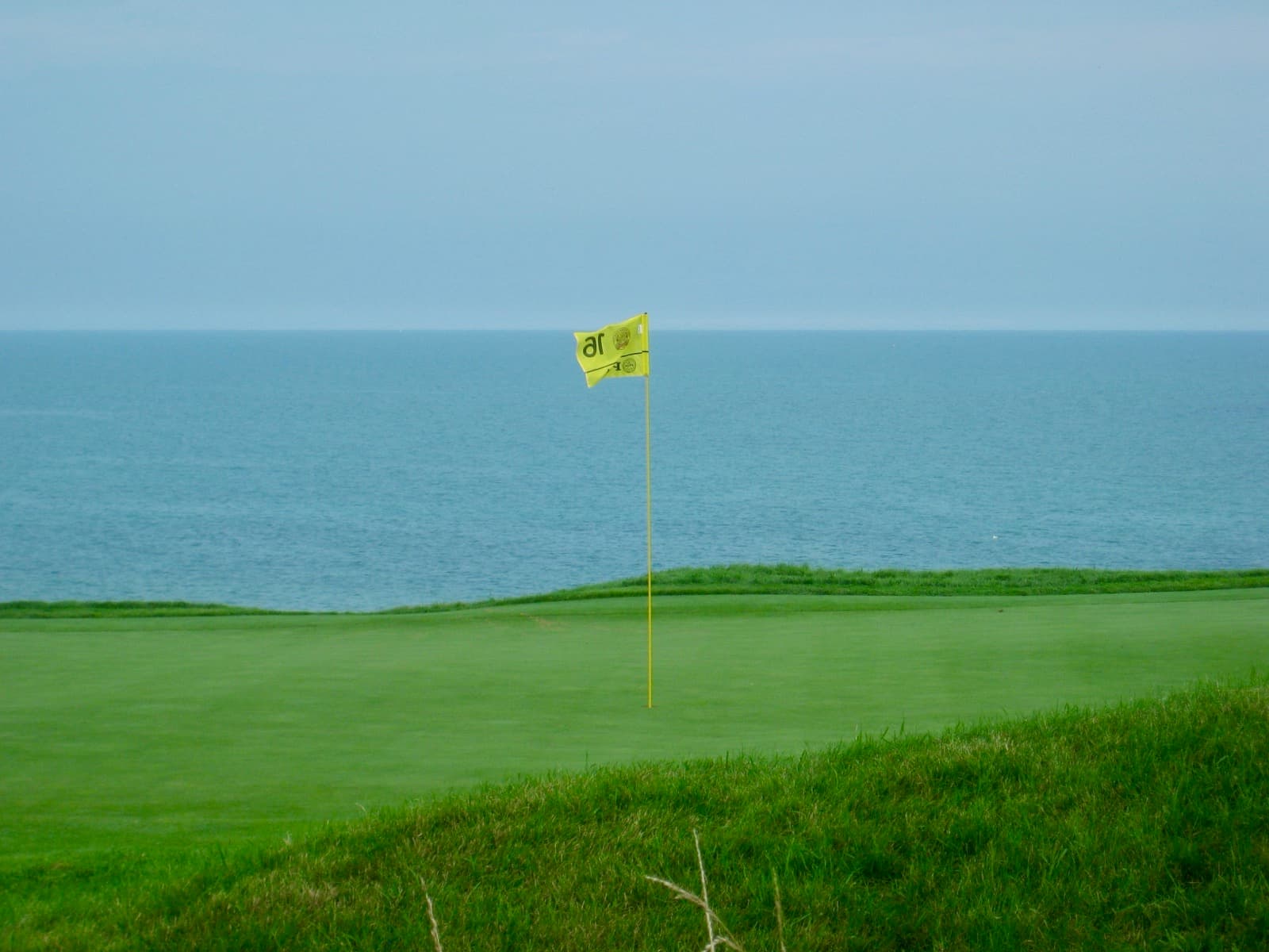 A lakefront hole at Whistling Straits during the 2010 PGA Championship.