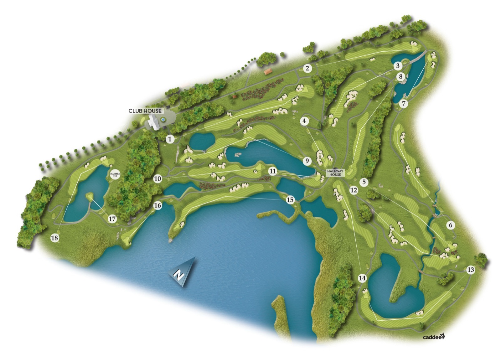 An overview of the Stadium Course at Bro Hof Slott Golf Club, Sweden.