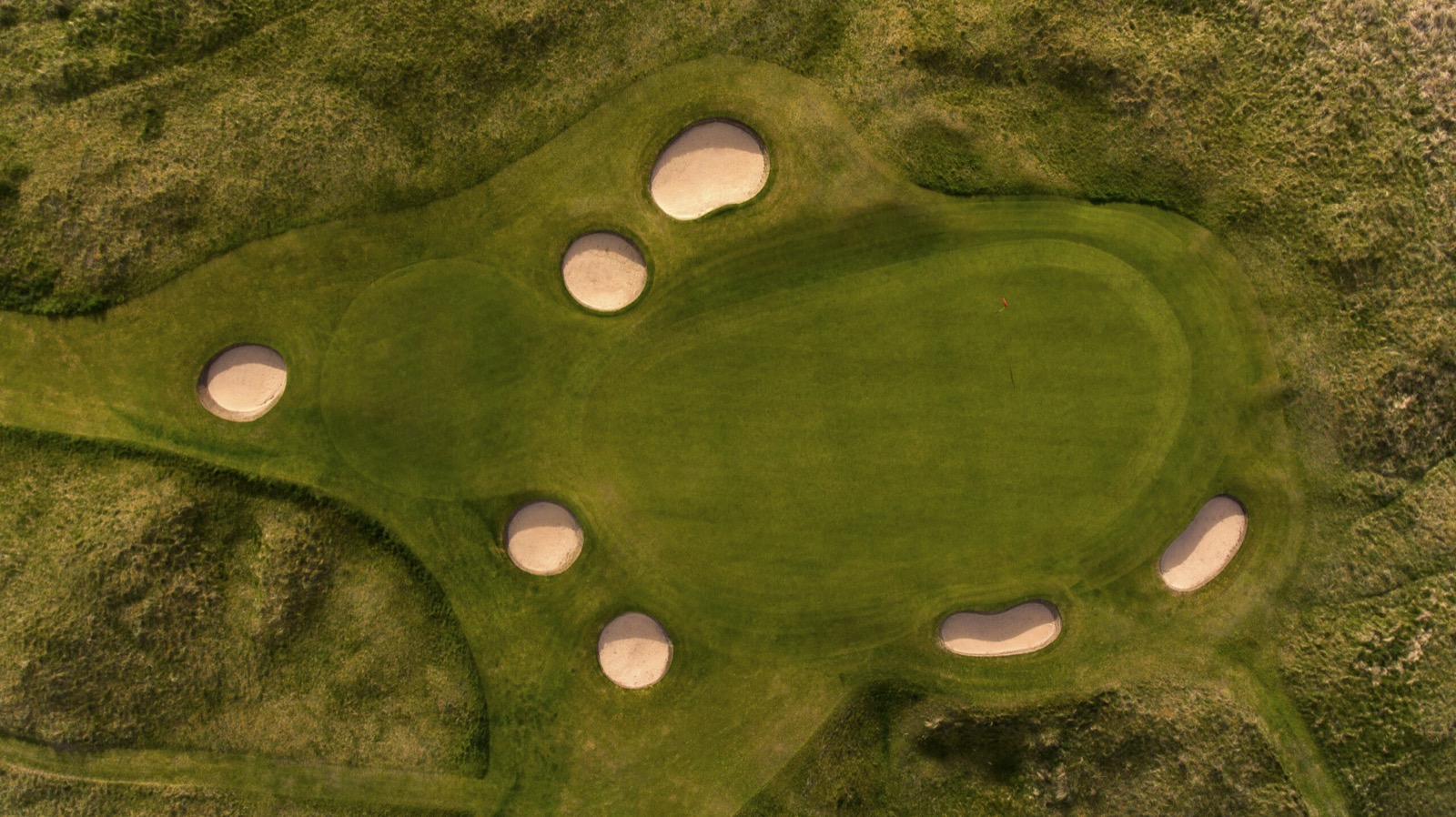 Aerial over a hole on the Championship Course at Royal Dornoch.