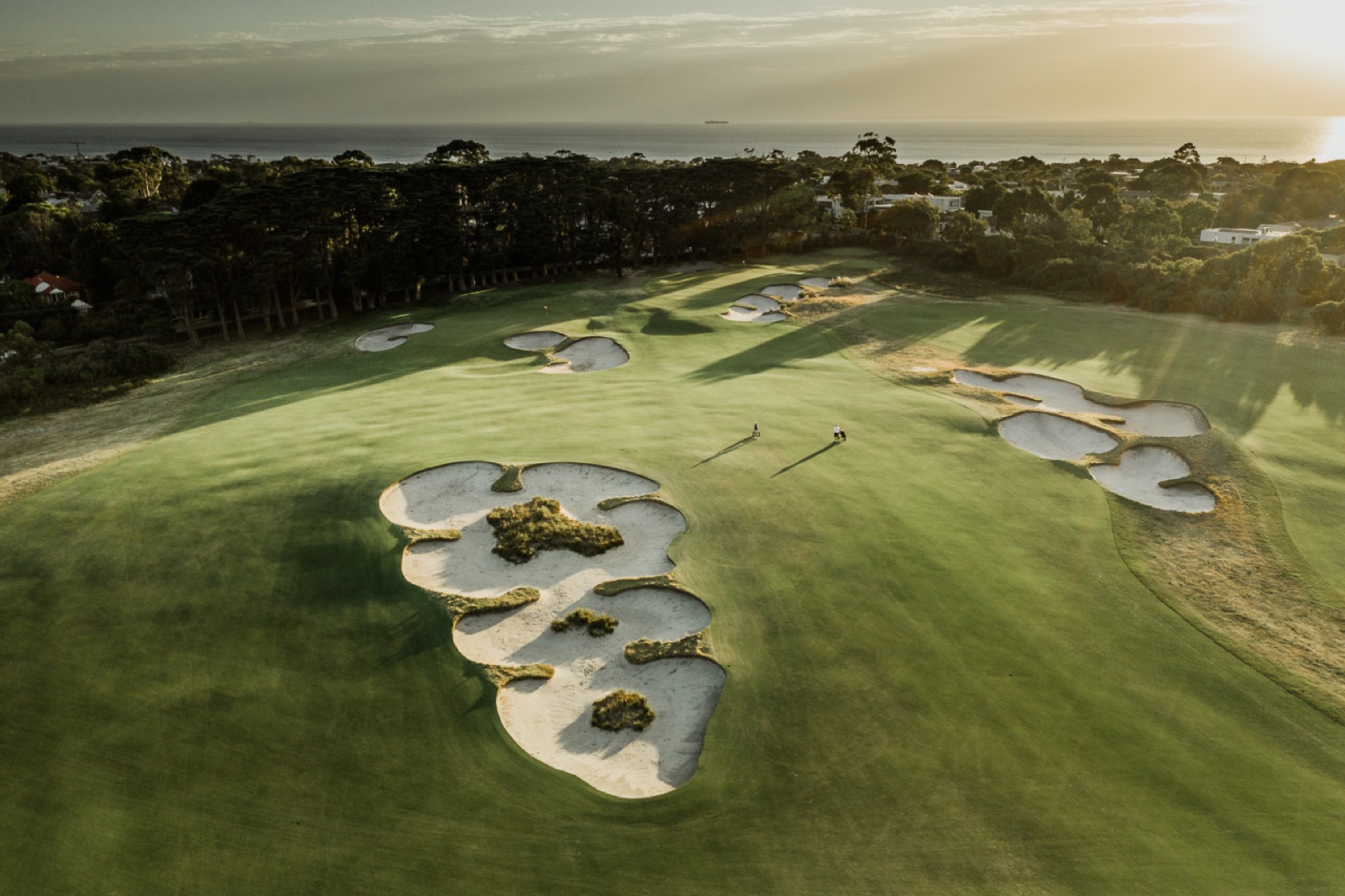Sandbelt bunkering and fast greens at The Royal Melbourne Golf Club, Black Rock, Australia.