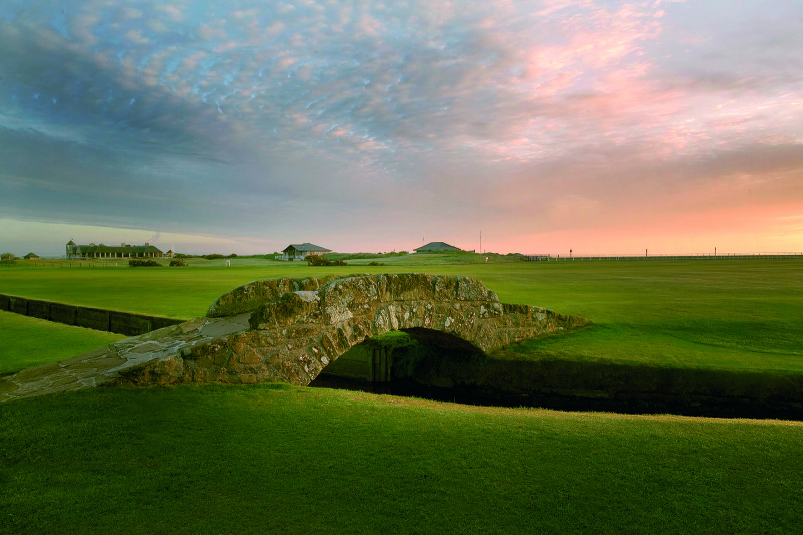 The Swilcan Bridge on the 18th of the Old Course at St Andrews.