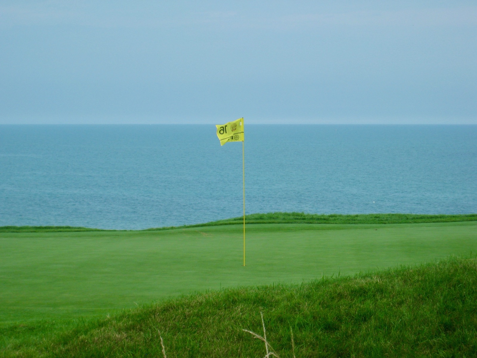 A lakefront hole at Whistling Straits during the 2010 PGA Championship.